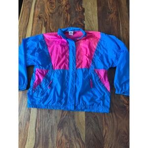 Vintage 90s Lady Foot Locker Windbreaker Jacket Neon Pink Blue Colorblock Large
